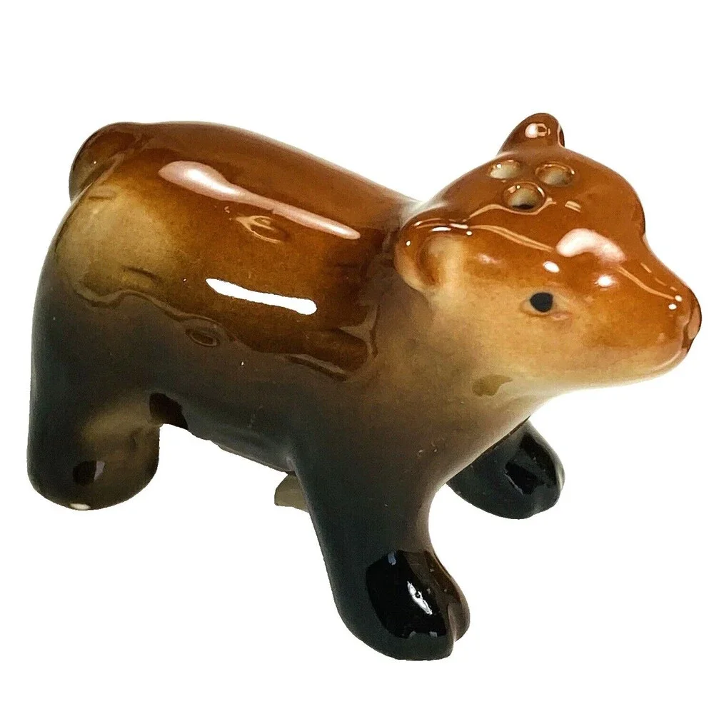 Fox and Bear Salt and Pepper Shakers NEW Ceramic 3